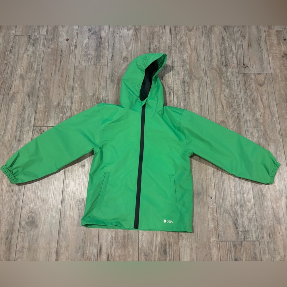 OAKI Vibrant Green Kids Raincoat Size 6/7